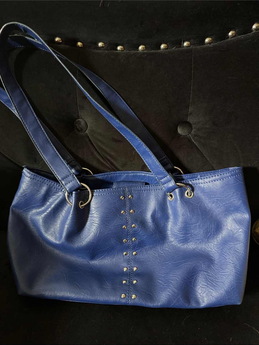 Blue Stud-Accent Women’s Tote Bag